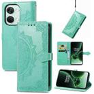 For OnePlus  Nord 3 Mandala Flower Embossed Leather Phone Case(Green) - 1