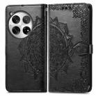 For OnePlus 12 Mandala Flower Embossed Leather Phone Case(Black) - 1