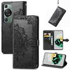 For Huawei P60 Mandala Flower Embossed Leather Phone Case(Black) - 1