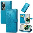 For Huawei P60 Mandala Flower Embossed Leather Phone Case(Blue) - 1