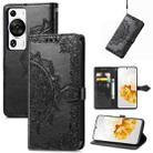 For Huawei P60 Pro Mandala Flower Embossed Leather Phone Case(Black) - 1