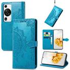 For Huawei P60 Pro Mandala Flower Embossed Leather Phone Case(Blue) - 1