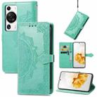 For Huawei P60 Pro Mandala Flower Embossed Leather Phone Case(Green) - 1