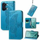 For OnePlus Ace 2V Butterfly Love Flower Embossed Leather Phone Case(Blue) - 1
