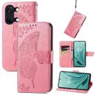 For OnePlus Ace 2V Butterfly Love Flower Embossed Leather Phone Case(Pink) - 1