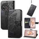 For OnePlus Ace 3 Butterfly Love Flower Embossed Leather Phone Case(Black) - 1