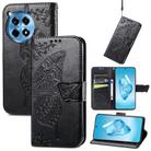 For OnePlus 12R Butterfly Love Flower Embossed Leather Phone Case(Black) - 1