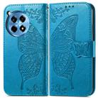 For OnePlus 12R Butterfly Love Flower Embossed Leather Phone Case(Blue) - 2