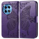 For OnePlus 12R Butterfly Love Flower Embossed Leather Phone Case(Dark Purple) - 2