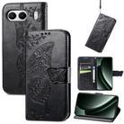For OnePlus Nord 4 Butterfly Love Flower Embossed Leather Phone Case(Black) - 1