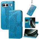 For OnePlus Nord 4 Butterfly Love Flower Embossed Leather Phone Case(Blue) - 1