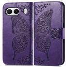 For OnePlus Nord 4 Butterfly Love Flower Embossed Leather Phone Case(Dark Purple) - 2