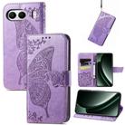 For OnePlus Nord 4 Butterfly Love Flower Embossed Leather Phone Case(Light Purple) - 1