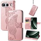 For OnePlus Nord 4 Butterfly Love Flower Embossed Leather Phone Case(Rose Gold) - 1