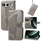 For OnePlus Nord 4 Butterfly Love Flower Embossed Leather Phone Case(Gray) - 1