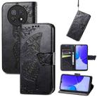 For Huawei Enjoy 60X Butterfly Love Flower Embossed Leather Phone Case(Black) - 1