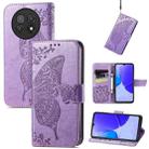 For Huawei Enjoy 60X Butterfly Love Flower Embossed Leather Phone Case(Light Purple) - 1