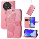 For Huawei Enjoy 60X Butterfly Love Flower Embossed Leather Phone Case(Pink) - 1