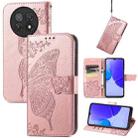 For Huawei Enjoy 60X Butterfly Love Flower Embossed Leather Phone Case(Rose Gold) - 1