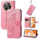 For Huawei Nova Y91 Butterfly Love Flower Embossed Leather Phone Case(Pink) - 1