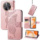 For Huawei Nova Y91 Butterfly Love Flower Embossed Leather Phone Case(Rose Gold) - 1