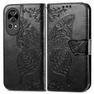 For Huawei  Nova 12 Pro Butterfly Love Flower Embossed Leather Phone Case(Black) - 1