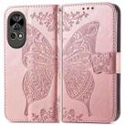 For Huawei  Nova 12 Pro Butterfly Love Flower Embossed Leather Phone Case(Rose Gold) - 1