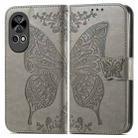 For Huawei  Nova 12 Pro Butterfly Love Flower Embossed Leather Phone Case(Gray) - 1