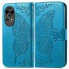 For Huawei Nova 12 Butterfly Love Flower Embossed Leather Phone Case(Blue) - 1