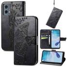 For Motorola Moto G 5G 2023 Butterfly Love Flower Embossed Leather Phone Case(Black) - 1