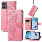 For Motorola Moto G 5G 2023 Butterfly Love Flower Embossed Leather Phone Case(Pink) - 1