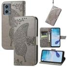 For Motorola Moto G 5G 2023 Butterfly Love Flower Embossed Leather Phone Case(Gray) - 1