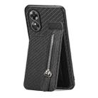 For OPPO A17 Carbon Fiber Vertical Flip Zipper Phone Case(Black) - 1