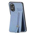 For OPPO A17 Carbon Fiber Vertical Flip Zipper Phone Case(Blue) - 1