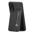 For OPPO A58 5G Carbon Fiber Vertical Flip Zipper Phone Case(Black) - 1