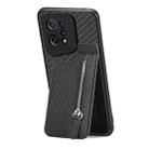 For OPPO Find X5 Carbon Fiber Vertical Flip Zipper Phone Case(Black) - 1