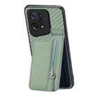 For OPPO Find X5 Carbon Fiber Vertical Flip Zipper Phone Case(Green) - 1