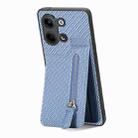 For OPPO Reno9 Carbon Fiber Vertical Flip Zipper Phone Case(Blue) - 1