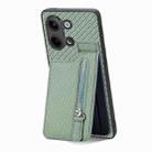 For OPPO Reno9 Carbon Fiber Vertical Flip Zipper Phone Case(Green) - 1