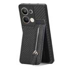 For OPPO Reno9 Pro+ Carbon Fiber Vertical Flip Zipper Phone Case(Black) - 1