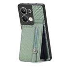 For OPPO Reno9 Pro+ Carbon Fiber Vertical Flip Zipper Phone Case(Green) - 1