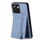 For Realme C30 Carbon Fiber Vertical Flip Zipper Phone Case(Blue) - 1