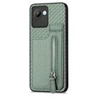 For Realme C30 Carbon Fiber Vertical Flip Zipper Phone Case(Green) - 2