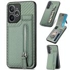 For Realme Neo7 Carbon Fiber Vertical Flip Zipper Phone Case(Green) - 1