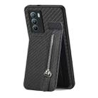 For vivo T1 Carbon Fiber Vertical Flip Zipper Phone Case(Black) - 1