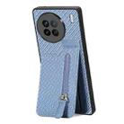 For vivo X90 Carbon Fiber Vertical Flip Zipper Phone Case(Blue) - 1
