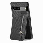 For Google Pixel 7A Carbon Fiber Vertical Flip Zipper Phone Case(Black) - 1