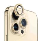 For iPhone 14 Pro / 14 Pro Max NORTHJO Camera Lens Tempered Glass Bling Glitter Metal Ring Film(Gold) - 1