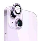 For iPhone 14 / 14 Plus NORTHJO Camera Lens Protector Tempered Glass CD Vein Metal Ring Film(Purple) - 1