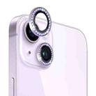 For iPhone 14 / 14 Plus NORTHJO Camera Lens Protector Tempered Glass Metal Rhinestone Ring Film(Purple) - 1